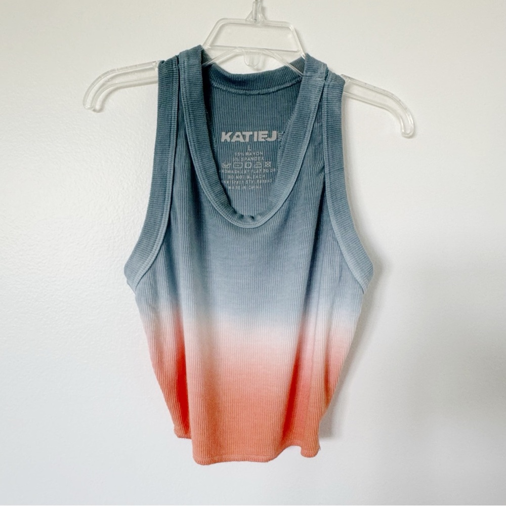 Katie J NYC Tank Top Blue Peach Large